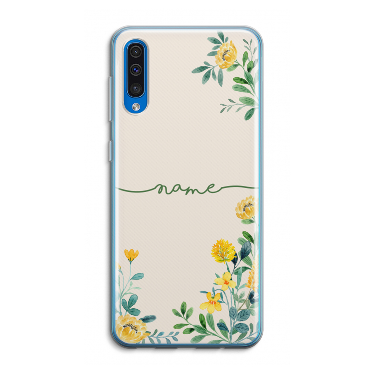 Gele bloemen: Samsung Galaxy A50 Transparant Hoesje