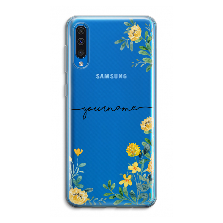 Gele bloemen: Samsung Galaxy A50 Transparant Hoesje