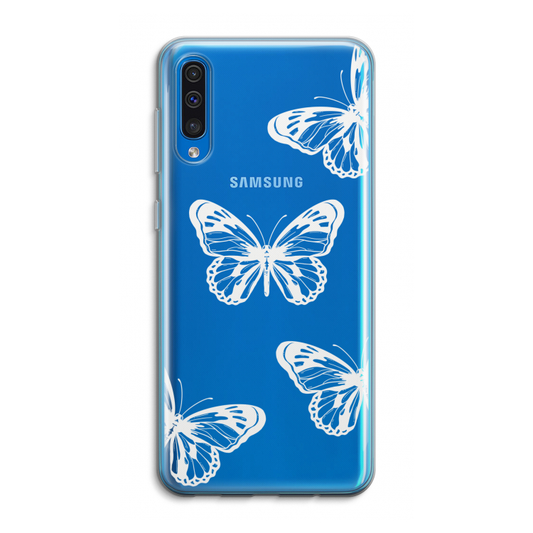 White butterfly: Samsung Galaxy A50 Transparant Hoesje