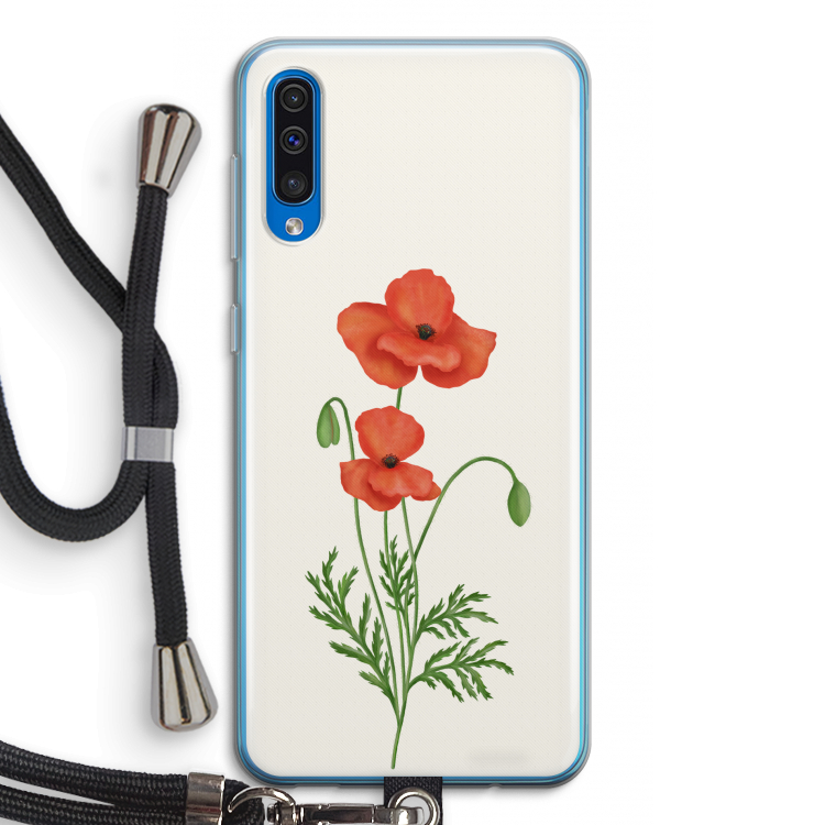 Red poppy: Samsung Galaxy A50 Transparant Hoesje met koord