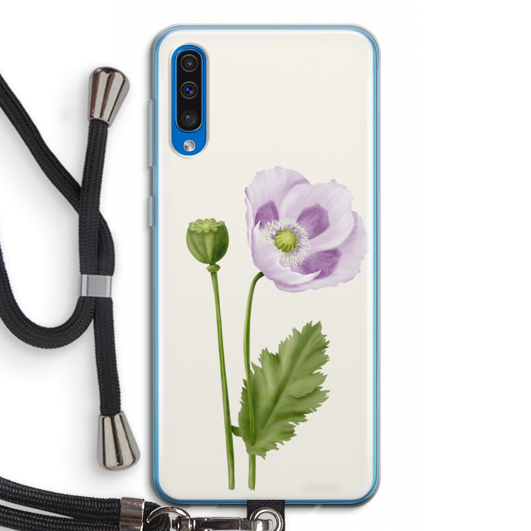 Purple poppy: Samsung Galaxy A50 Transparant Hoesje met koord