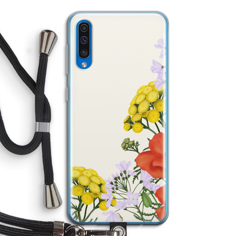 Wilde bloemen: Samsung Galaxy A50 Transparant Hoesje met koord