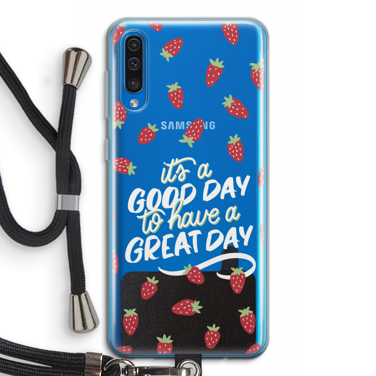 Don't forget to have a great day: Samsung Galaxy A50 Transparant Hoesje met koord