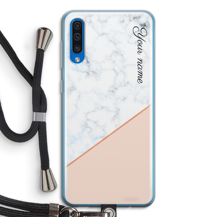 Marmer in stijl: Samsung Galaxy A50 Transparant Hoesje met koord