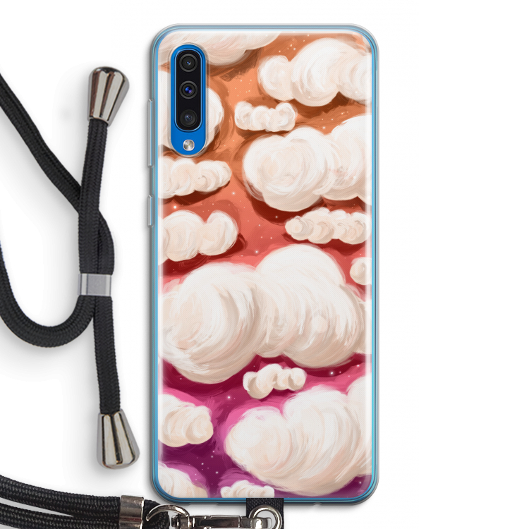 Katoen Wolken: Samsung Galaxy A50 Transparant Hoesje met koord