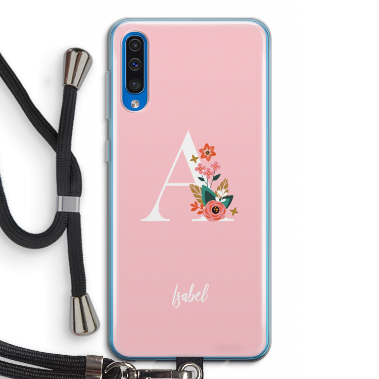 Pink Bouquet: Samsung Galaxy A50 Transparant Hoesje met koord