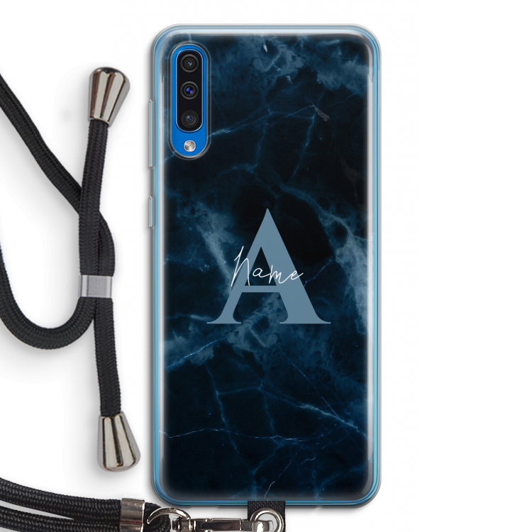 Midnight Marble: Samsung Galaxy A50 Transparant Hoesje met koord