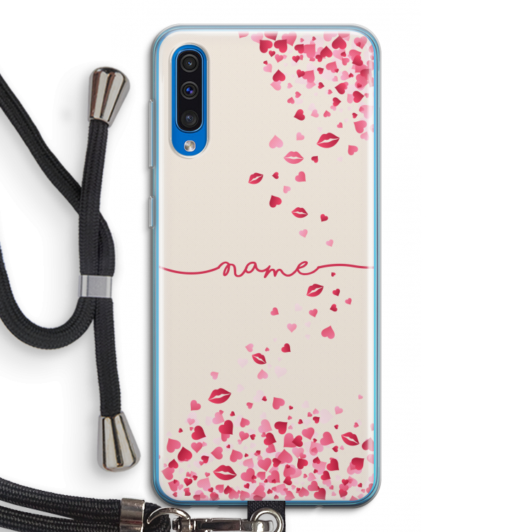 Hartjes en kusjes: Samsung Galaxy A50 Transparant Hoesje met koord