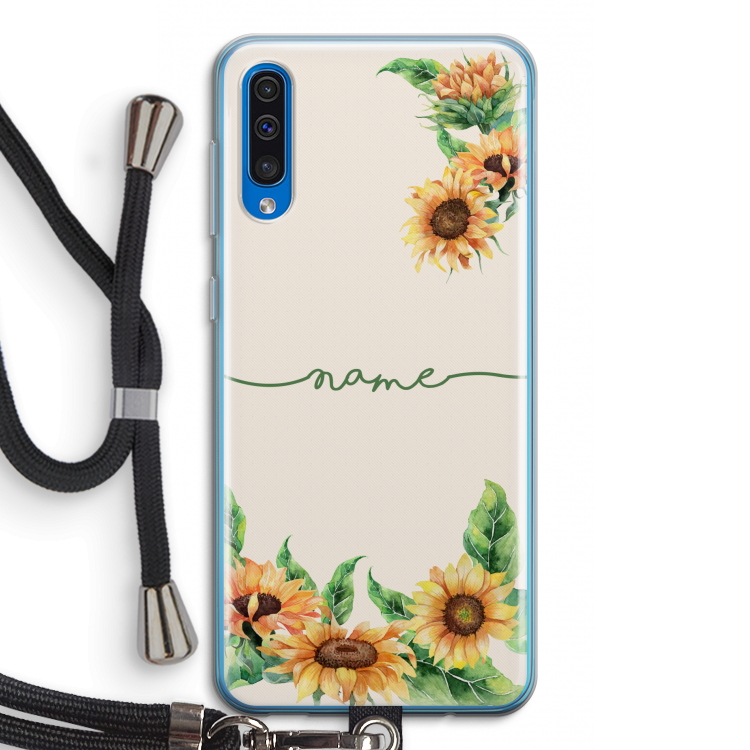 Zonnebloemen: Samsung Galaxy A50 Transparant Hoesje met koord