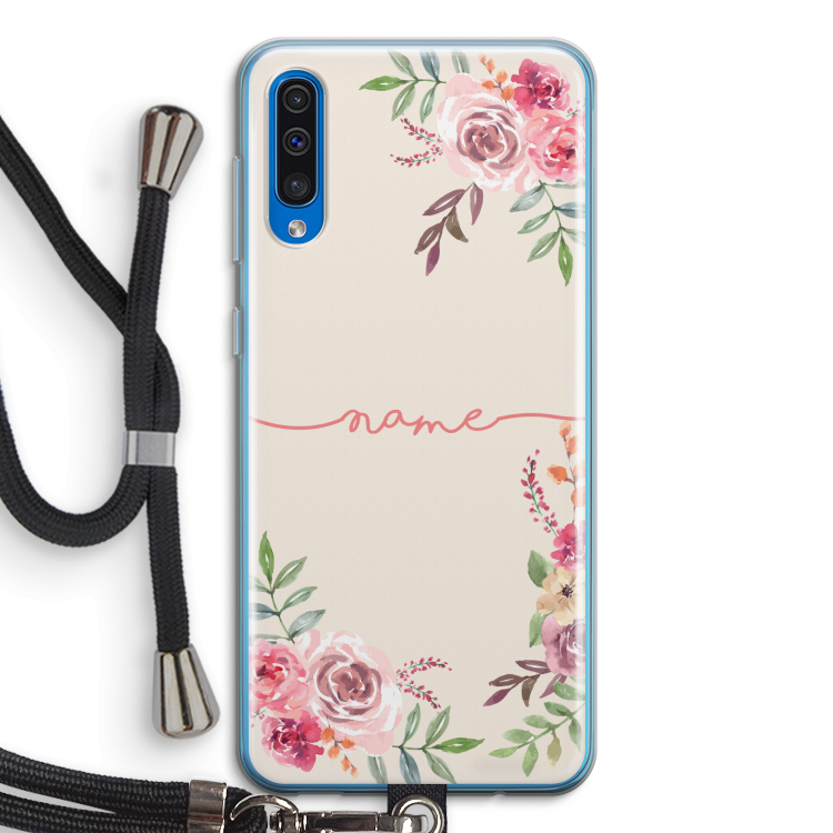 Rozen: Samsung Galaxy A50 Transparant Hoesje met koord