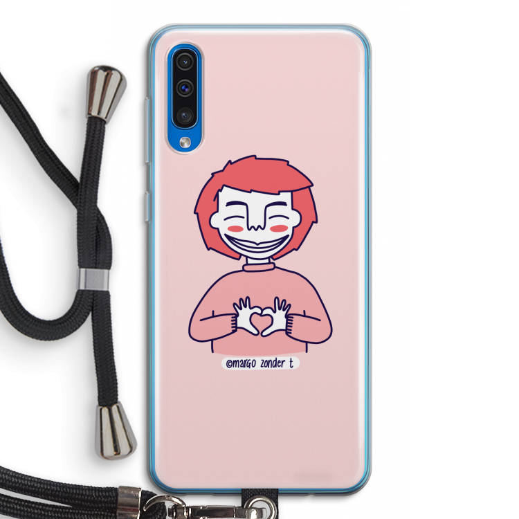 Hartje: Samsung Galaxy A50 Transparant Hoesje met koord