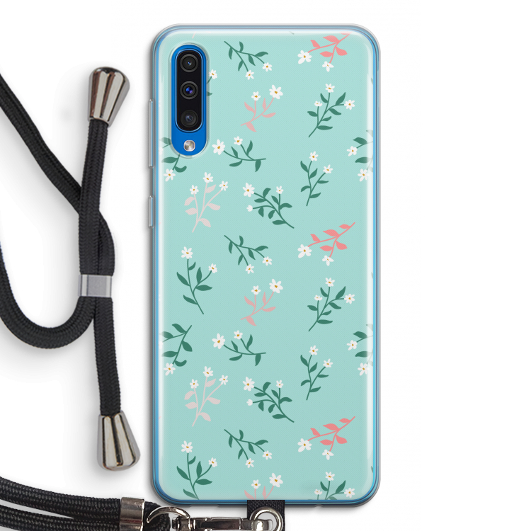 Small white flowers: Samsung Galaxy A50 Transparant Hoesje met koord