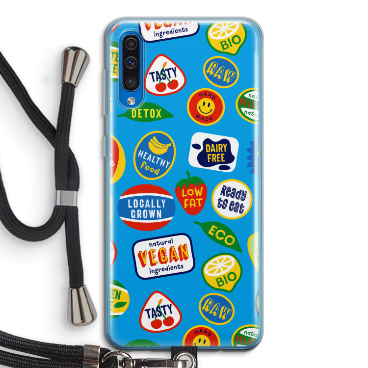 Fruitsticker: Samsung Galaxy A50 Transparant Hoesje met koord