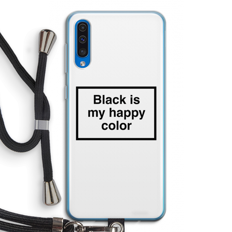 Black is my happy color: Samsung Galaxy A50 Transparant Hoesje met koord