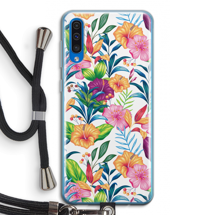 Tropisch 2: Samsung Galaxy A50 Transparant Hoesje met koord