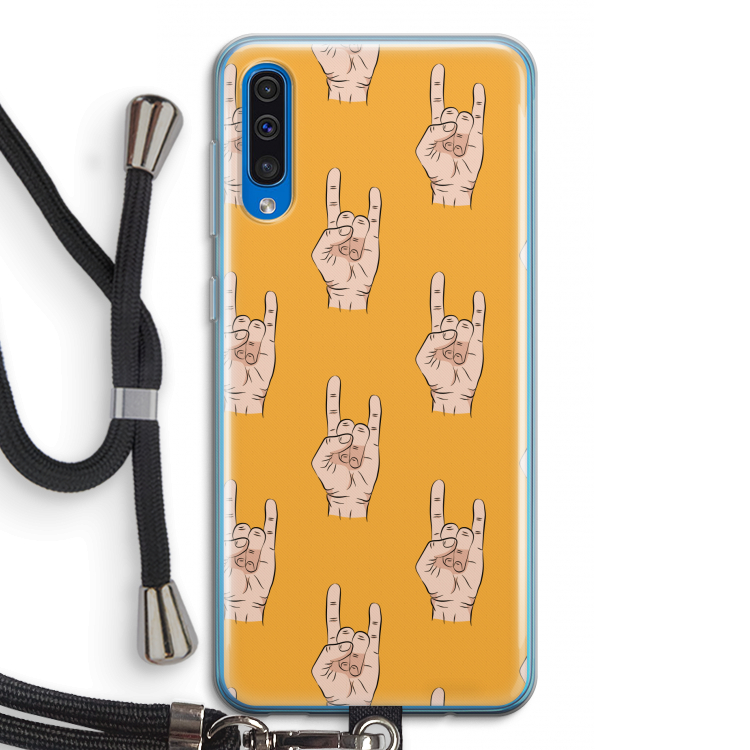 Rock: Samsung Galaxy A50 Transparant Hoesje met koord