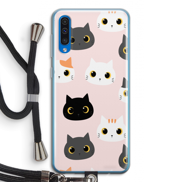 Katten: Samsung Galaxy A50 Transparant Hoesje met koord