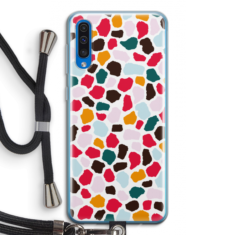 Colored Giraffe: Samsung Galaxy A50 Transparant Hoesje met koord