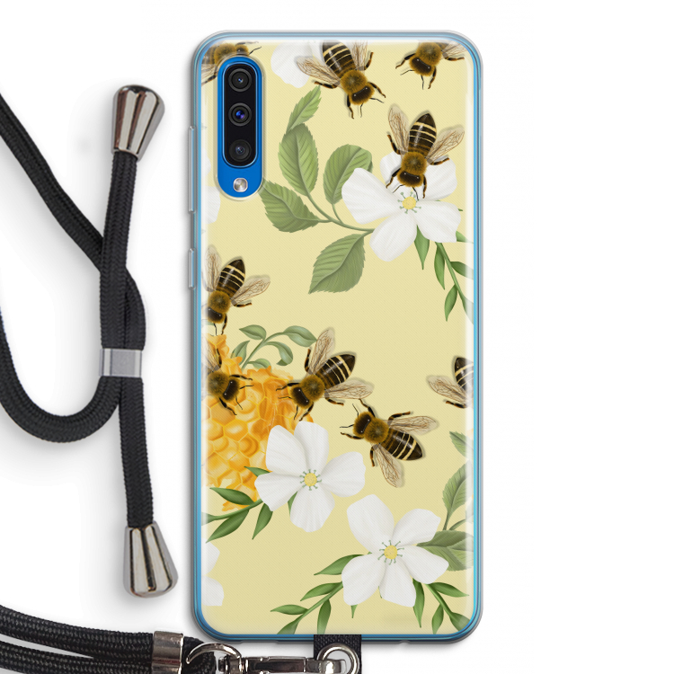 No flowers without bees: Samsung Galaxy A50 Transparant Hoesje met koord