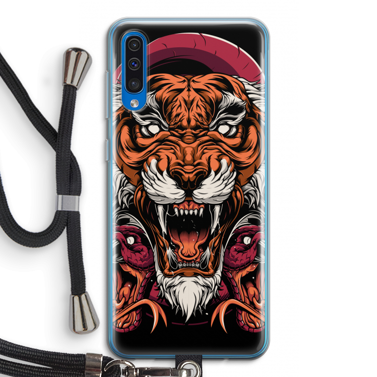 Tiger and Rattlesnakes: Samsung Galaxy A50 Transparant Hoesje met koord