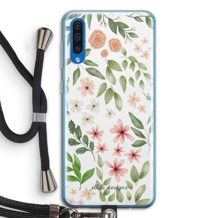 Botanical sweet flower heaven: Samsung Galaxy A50 Transparant Hoesje met koord