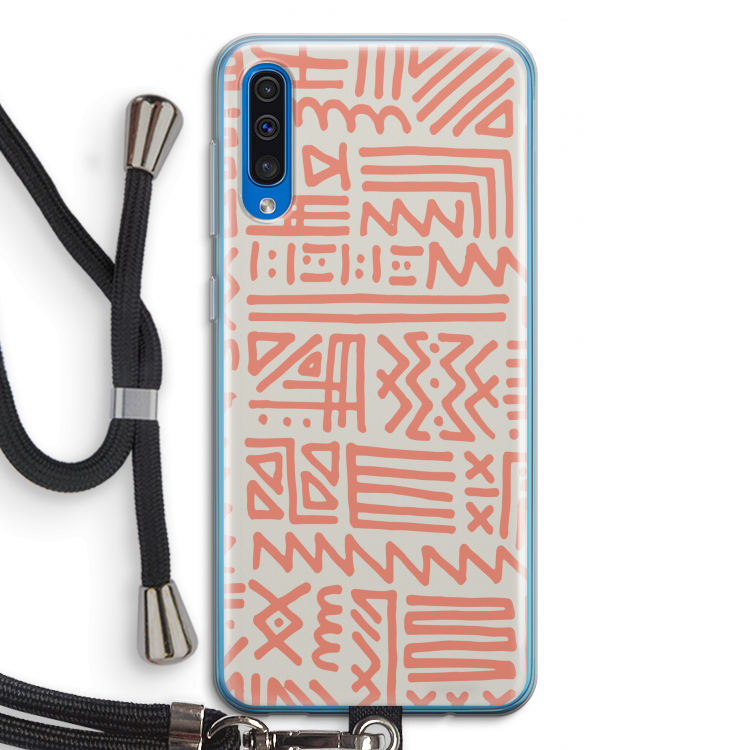 Marrakech Pink: Samsung Galaxy A50 Transparant Hoesje met koord