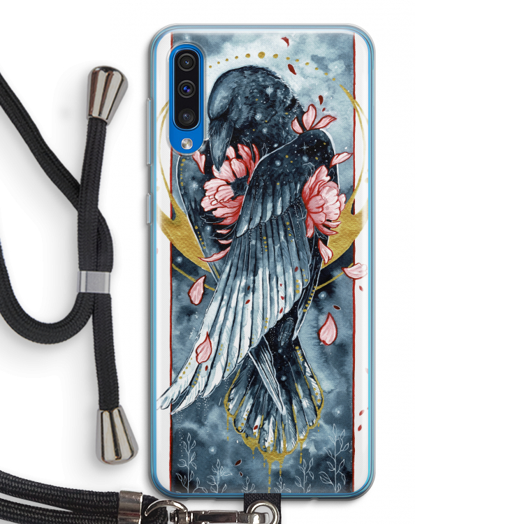 Golden Raven: Samsung Galaxy A50 Transparant Hoesje met koord