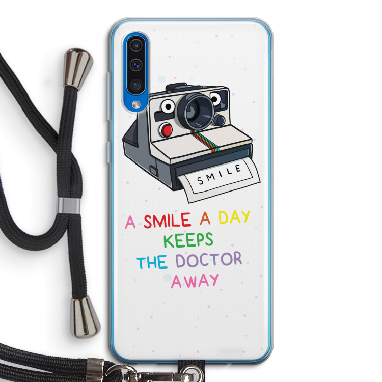 Smile: Samsung Galaxy A50 Transparant Hoesje met koord
