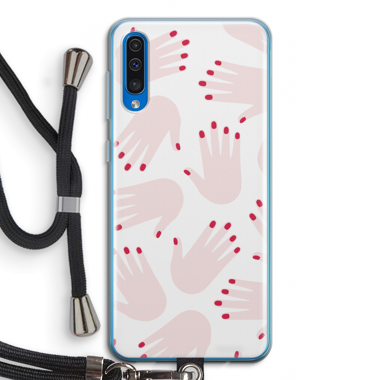 Hands pink: Samsung Galaxy A50 Transparant Hoesje met koord