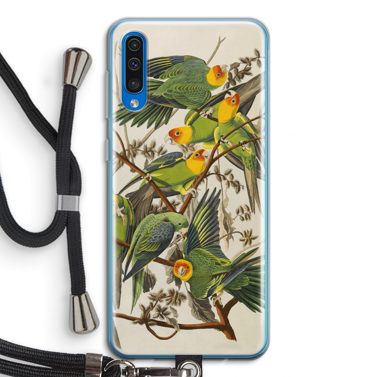 Carolinaparkiet: Samsung Galaxy A50 Transparant Hoesje met koord