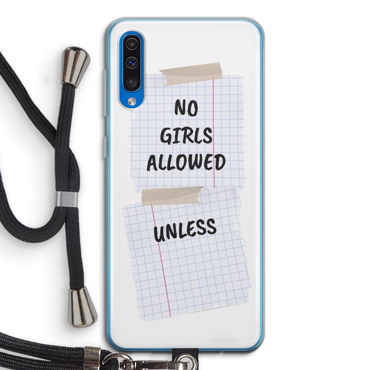 No Girls Allowed Unless: Samsung Galaxy A50 Transparant Hoesje met koord