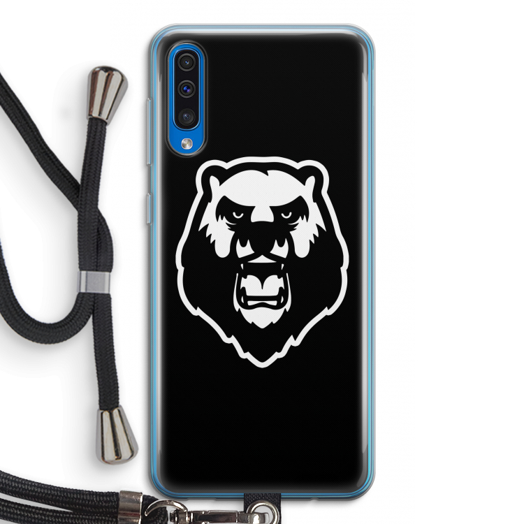 Angry Bear (black): Samsung Galaxy A50 Transparant Hoesje met koord