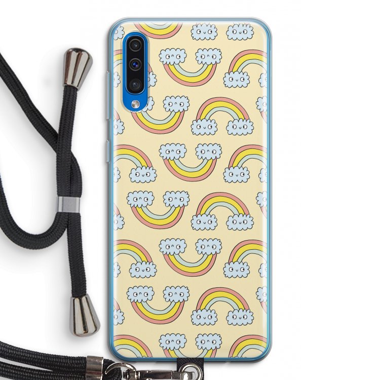Regenboog: Samsung Galaxy A50 Transparant Hoesje met koord