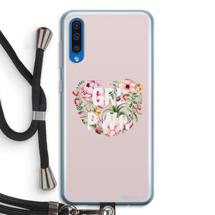 GRL PWR Flower: Samsung Galaxy A50 Transparant Hoesje met koord