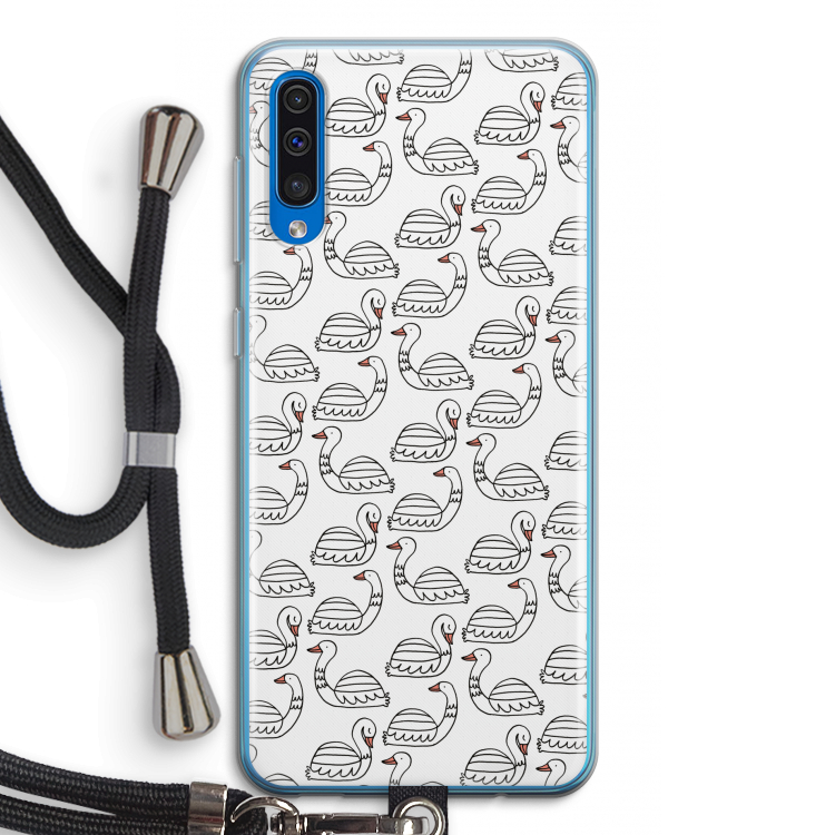 Zwanen: Samsung Galaxy A50 Transparant Hoesje met koord
