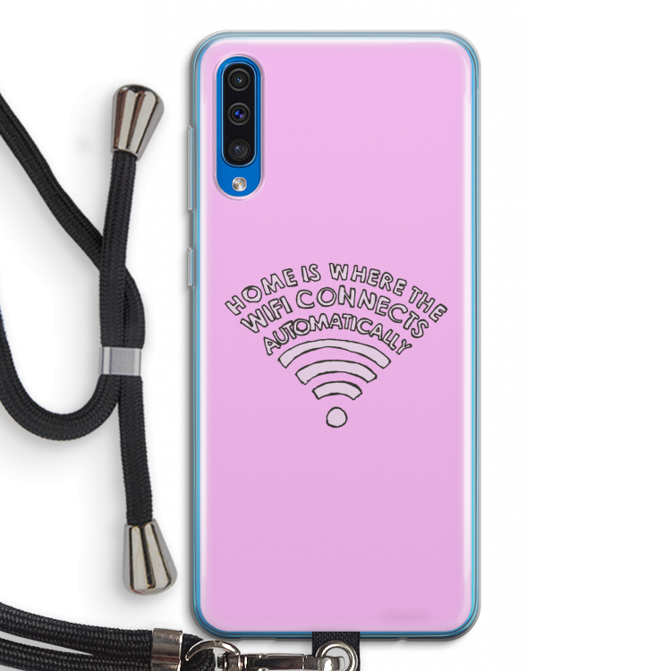 Home Is Where The Wifi Is: Samsung Galaxy A50 Transparant Hoesje met koord