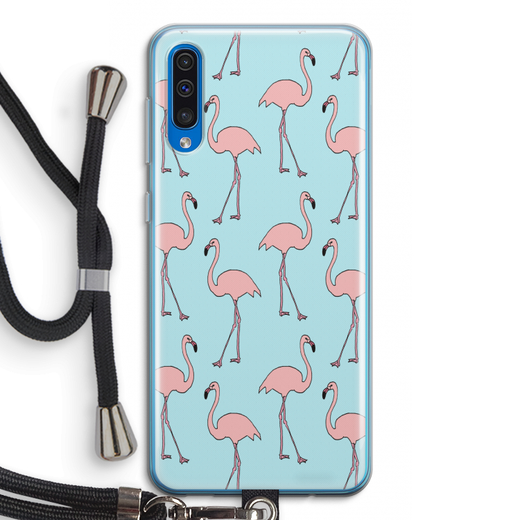 Anything Flamingoes: Samsung Galaxy A50 Transparant Hoesje met koord