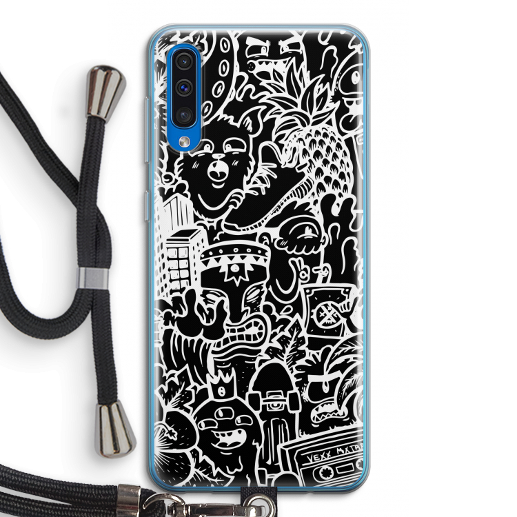 Vexx Black Mixtape: Samsung Galaxy A50 Transparant Hoesje met koord