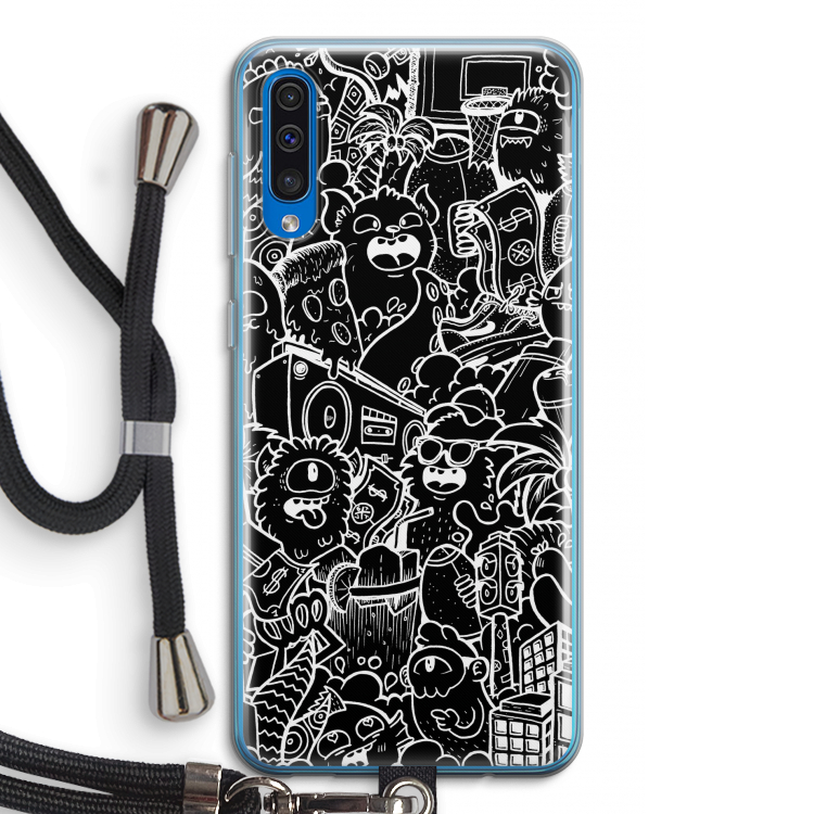 Vexx Black City : Samsung Galaxy A50 Transparant Hoesje met koord