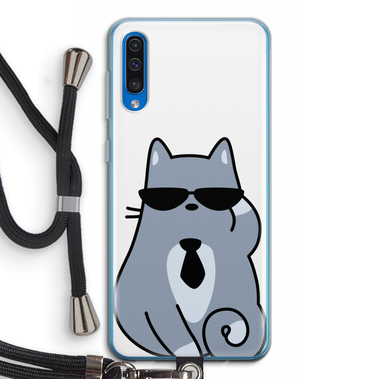 Cool cat: Samsung Galaxy A50 Transparant Hoesje met koord