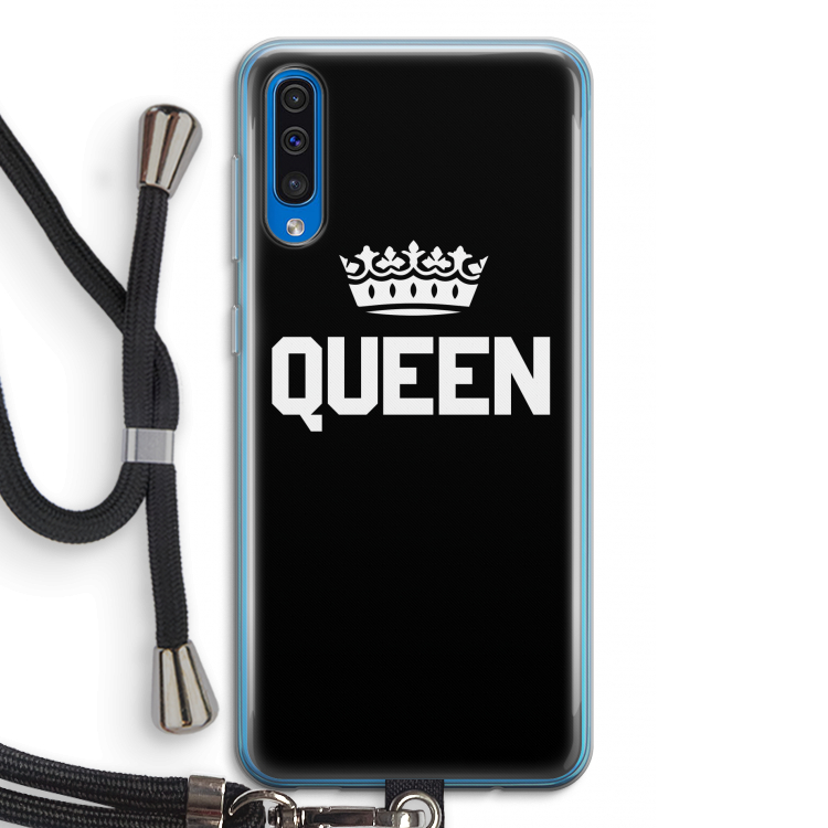 Queen zwart: Samsung Galaxy A50 Transparant Hoesje met koord