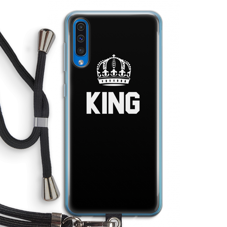 King zwart: Samsung Galaxy A50 Transparant Hoesje met koord