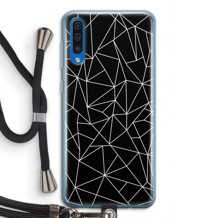 Geometrische lijnen wit: Samsung Galaxy A50 Transparant Hoesje met koord
