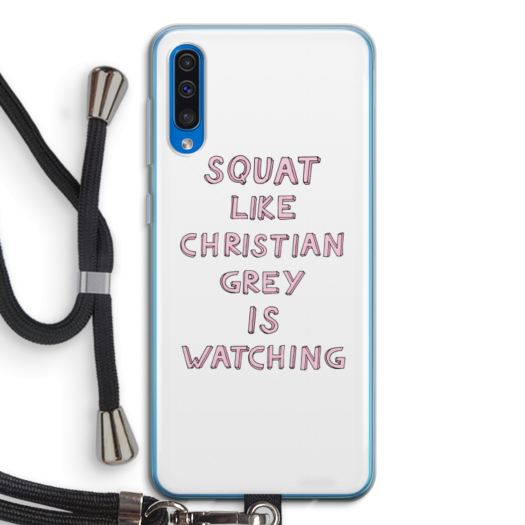 Christian Grey: Samsung Galaxy A50 Transparant Hoesje met koord