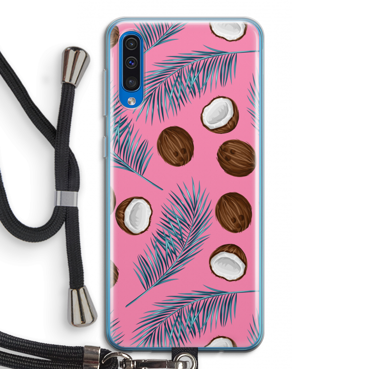 Kokosnoot roze: Samsung Galaxy A50 Transparant Hoesje met koord