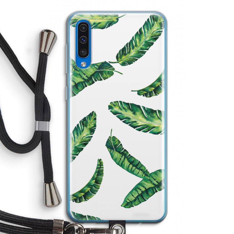 Lange bladeren: Samsung Galaxy A50 Transparant Hoesje met koord