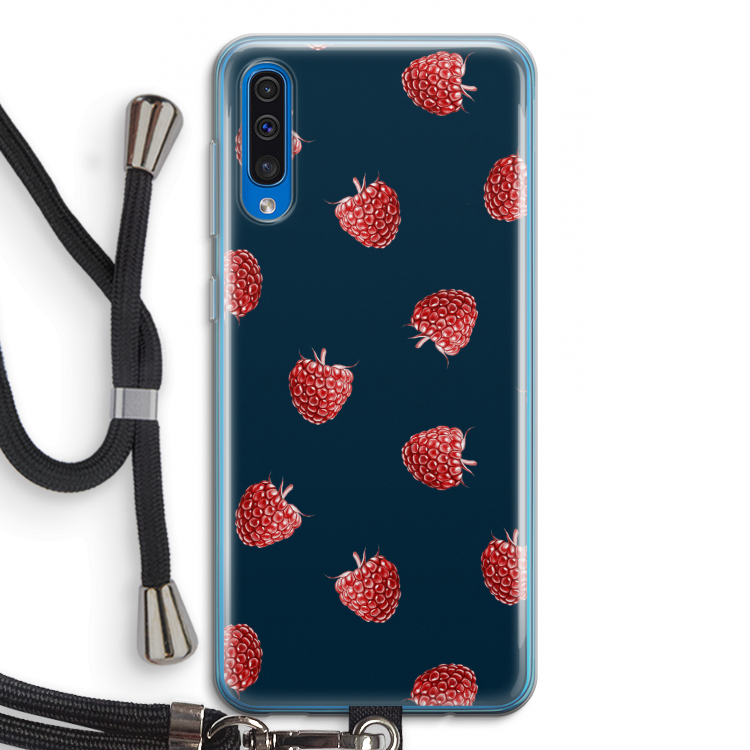 Framboosjes: Samsung Galaxy A50 Transparant Hoesje met koord