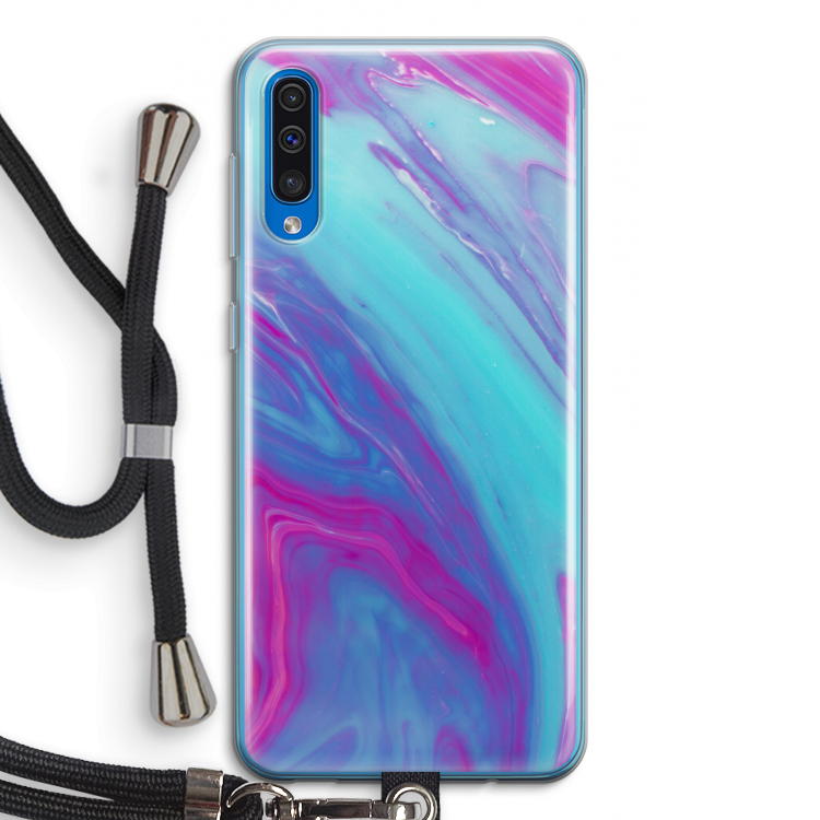 Zweverige regenboog: Samsung Galaxy A50 Transparant Hoesje met koord