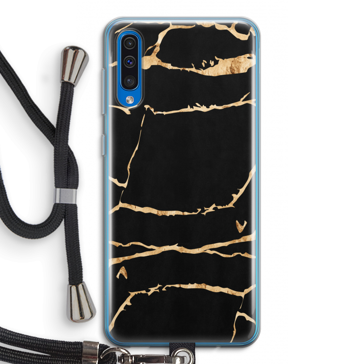 Gouden marmer: Samsung Galaxy A50 Transparant Hoesje met koord