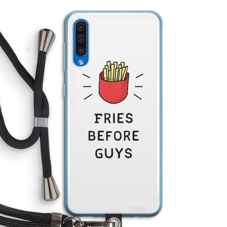 Fries before guys: Samsung Galaxy A50 Transparant Hoesje met koord